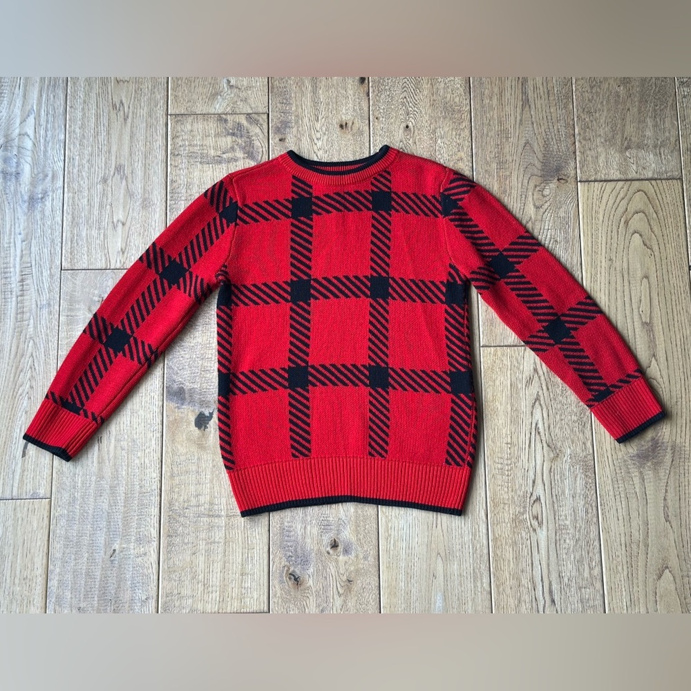 Charter Club Girls Red and Black Plaid Crewneck Sweater size 5
